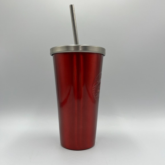 Starbucks Stainless Steel 16 oz Tumbler‎ Ruby Red with Silver Lid  & Straw Metal - Picture 6 of 16